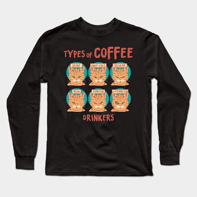 This kitten shows us the different types of coffee drinkers Long Sleeve T-Shirt by DaveLeonardo